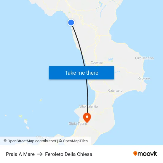 Praia A Mare to Feroleto Della Chiesa map