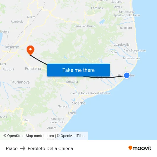 Riace to Feroleto Della Chiesa map