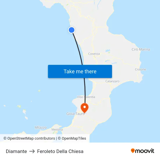 Diamante to Feroleto Della Chiesa map