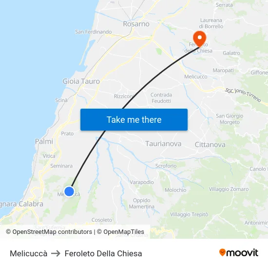 Melicuccà to Feroleto Della Chiesa map