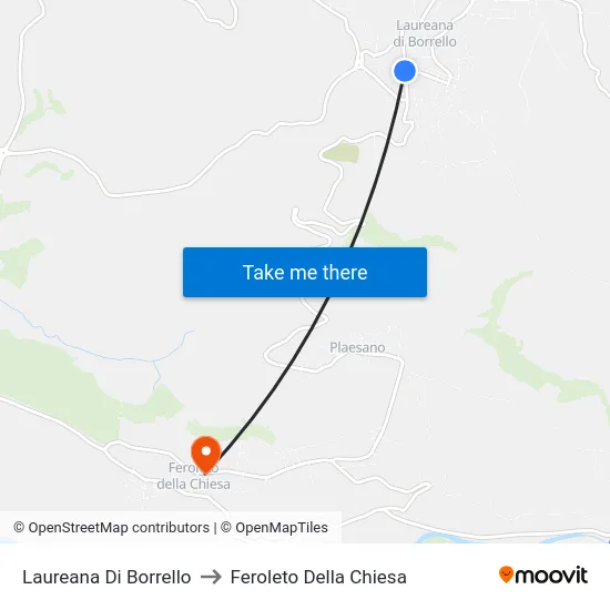 Laureana Di Borrello to Feroleto Della Chiesa map