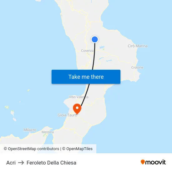 Acri to Feroleto Della Chiesa map