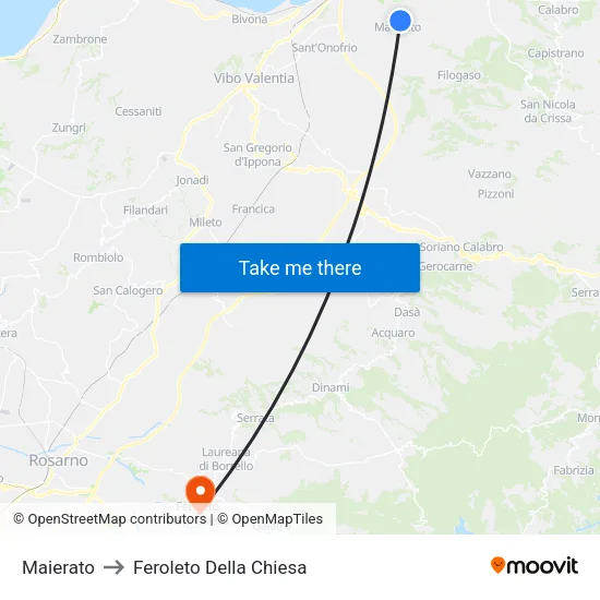 Maierato to Feroleto Della Chiesa map