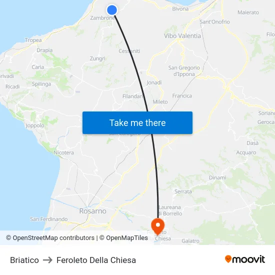 Briatico to Feroleto Della Chiesa map