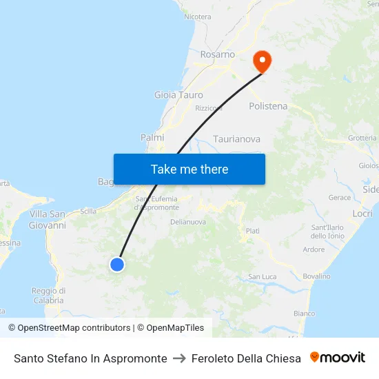 Santo Stefano In Aspromonte to Feroleto Della Chiesa map