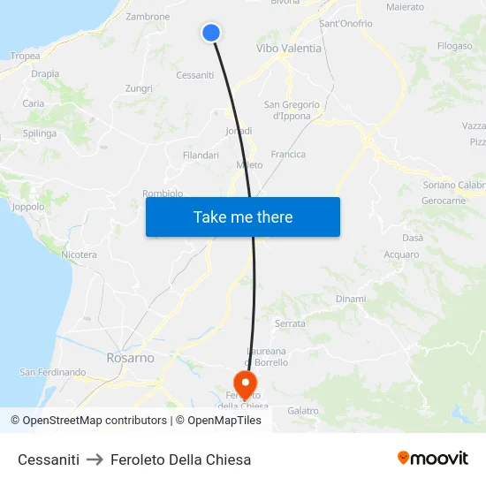 Cessaniti to Feroleto Della Chiesa map