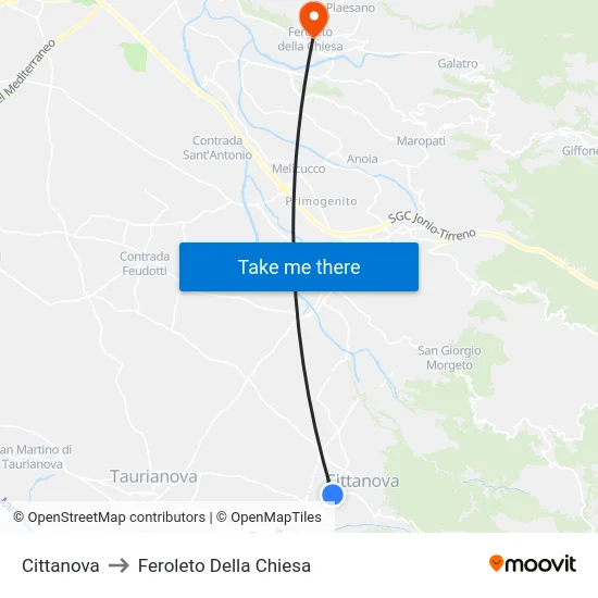Cittanova to Feroleto Della Chiesa map