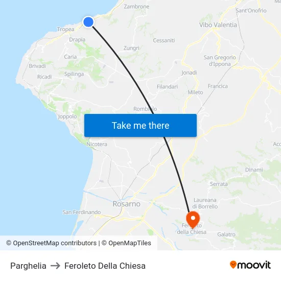 Parghelia to Feroleto Della Chiesa map
