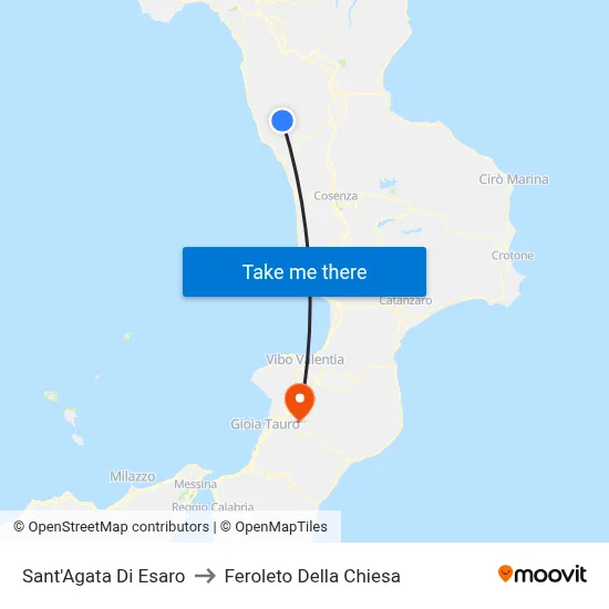 Sant'Agata Di Esaro to Feroleto Della Chiesa map