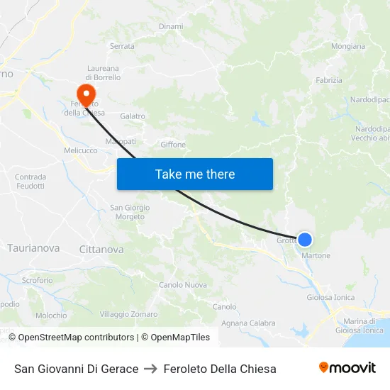San Giovanni Di Gerace to Feroleto Della Chiesa map