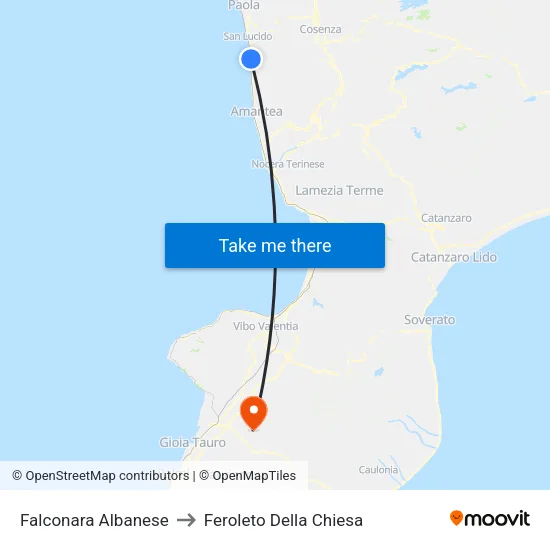 Falconara Albanese to Feroleto Della Chiesa map