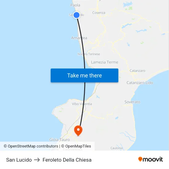 San Lucido to Feroleto Della Chiesa map