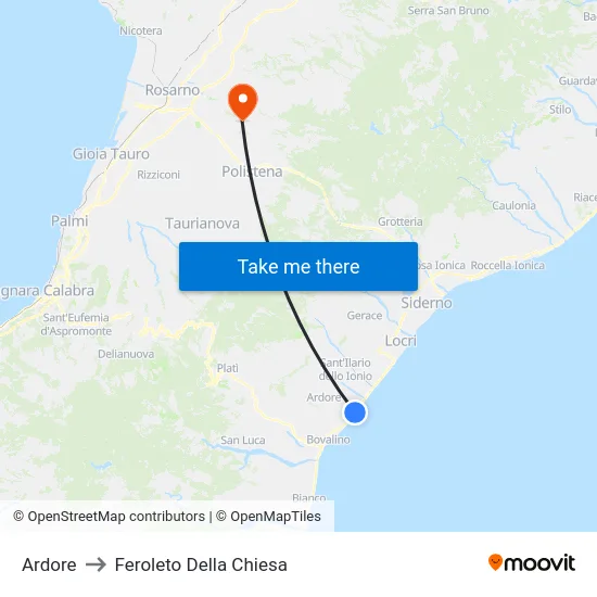 Ardore to Feroleto Della Chiesa map