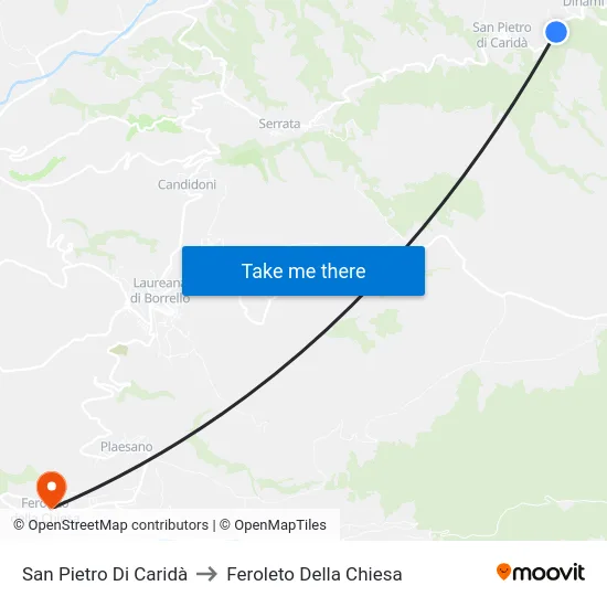 San Pietro Di Caridà to Feroleto Della Chiesa map