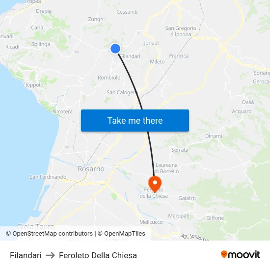 Filandari to Feroleto Della Chiesa map