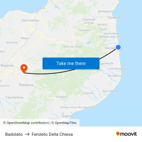 Badolato to Feroleto Della Chiesa map