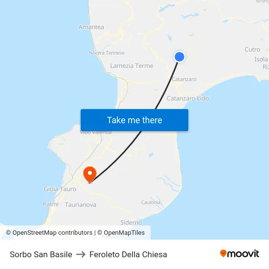 Sorbo San Basile to Feroleto Della Chiesa map