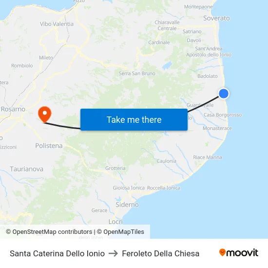 Santa Caterina Dello Ionio to Feroleto Della Chiesa map
