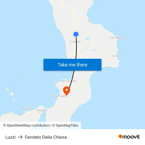 Luzzi to Feroleto Della Chiesa map