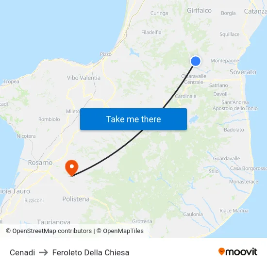 Cenadi to Feroleto Della Chiesa map