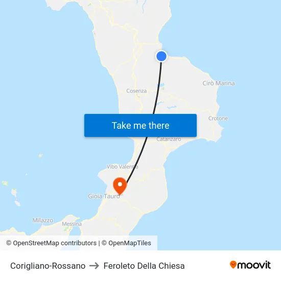 Corigliano-Rossano to Feroleto Della Chiesa map