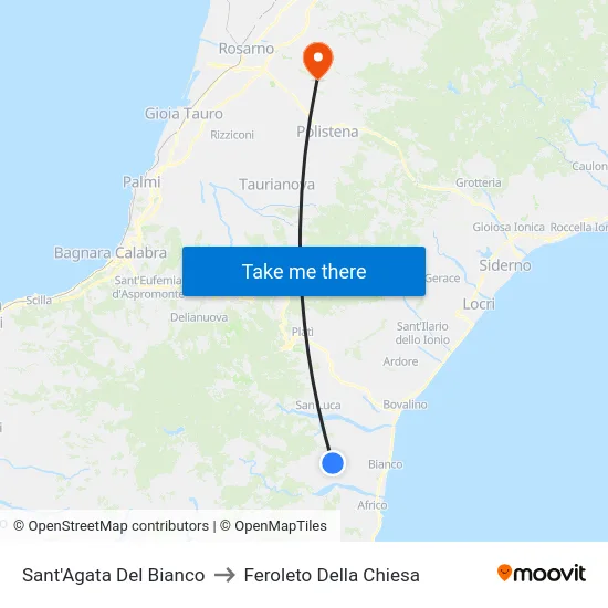 Sant'Agata Del Bianco to Feroleto Della Chiesa map