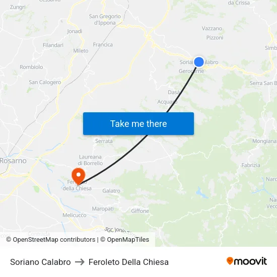 Soriano Calabro to Feroleto Della Chiesa map