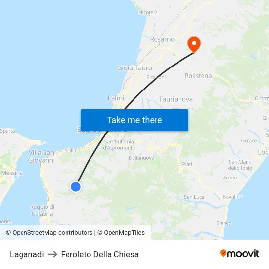 Laganadi to Feroleto Della Chiesa map