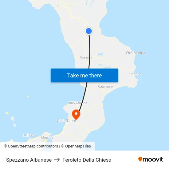 Spezzano Albanese to Feroleto Della Chiesa map