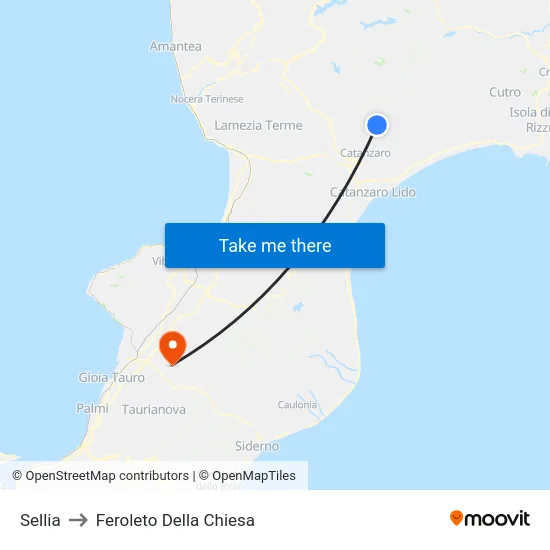 Sellia to Feroleto Della Chiesa map