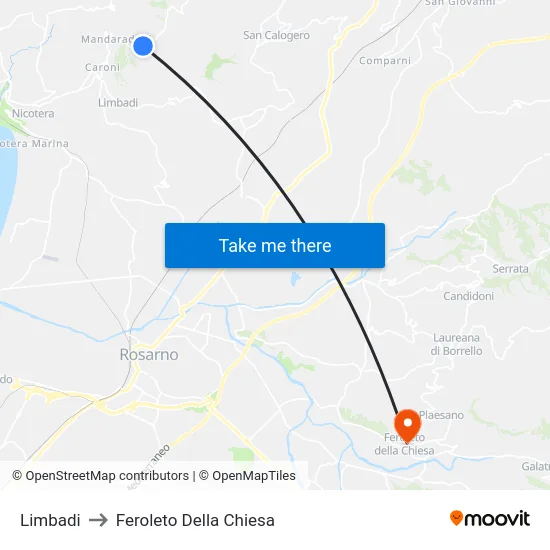 Limbadi to Feroleto Della Chiesa map