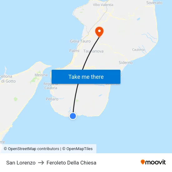 San Lorenzo to Feroleto Della Chiesa map
