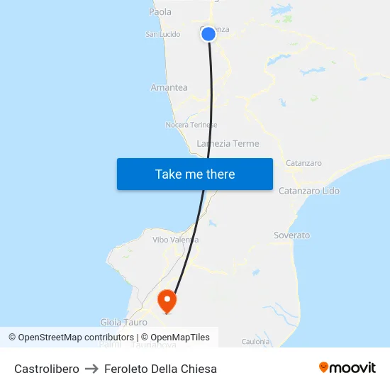 Castrolibero to Feroleto Della Chiesa map