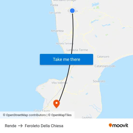 Rende to Feroleto Della Chiesa map