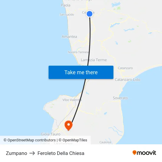 Zumpano to Feroleto Della Chiesa map