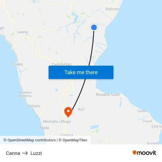 Canna to Luzzi map