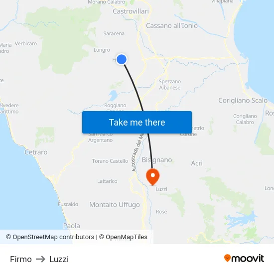 Firmo to Luzzi map