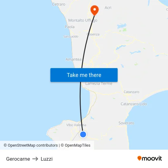 Gerocarne to Luzzi map