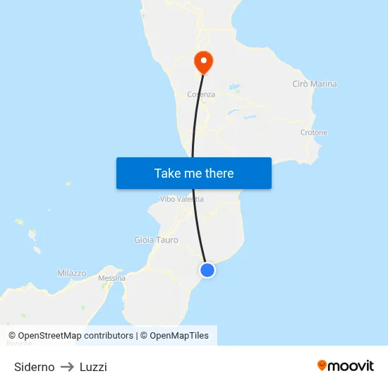 Siderno to Luzzi map