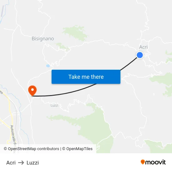 Acri to Luzzi map