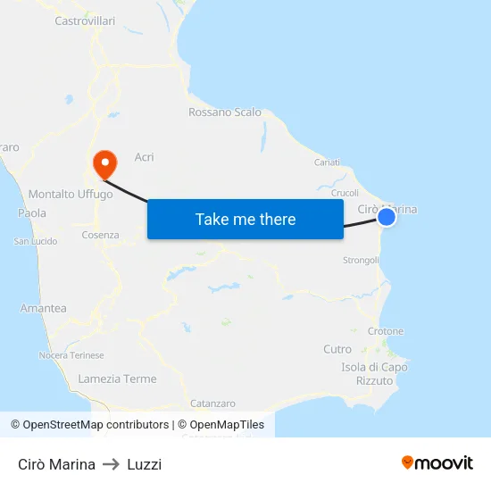 Cirò Marina to Luzzi map