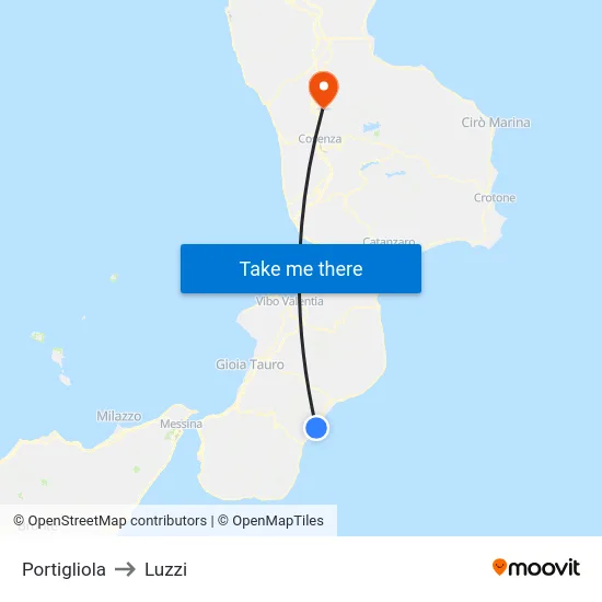 Portigliola to Luzzi map