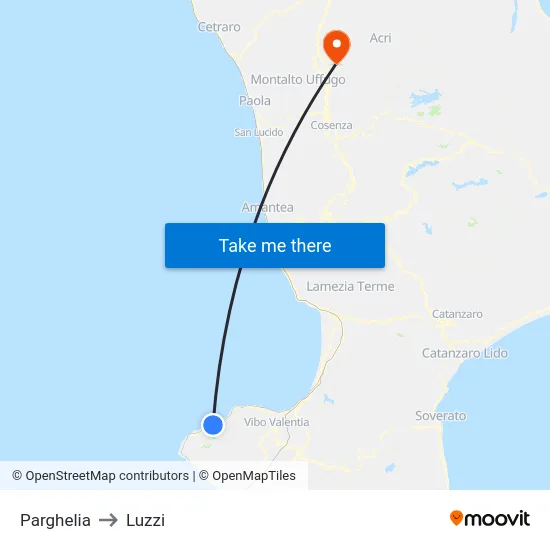 Parghelia to Luzzi map