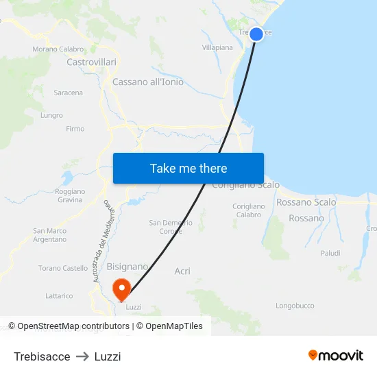 Trebisacce to Luzzi map