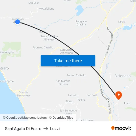 Sant'Agata Di Esaro to Luzzi map