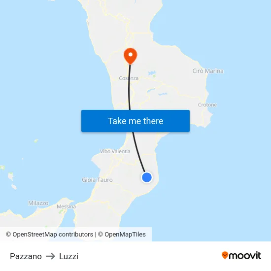 Pazzano to Luzzi map
