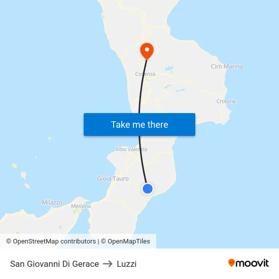 San Giovanni Di Gerace to Luzzi map