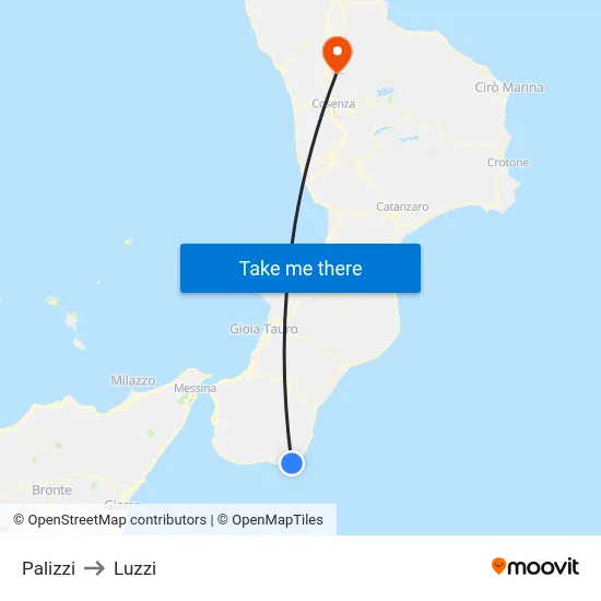 Palizzi to Luzzi map