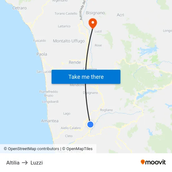Altilia to Luzzi map