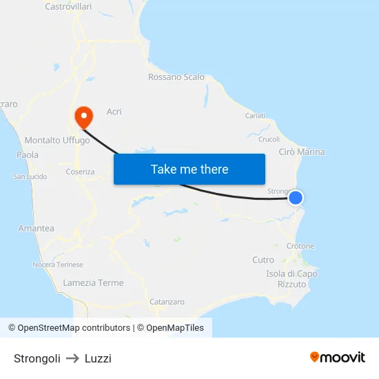 Strongoli to Luzzi map